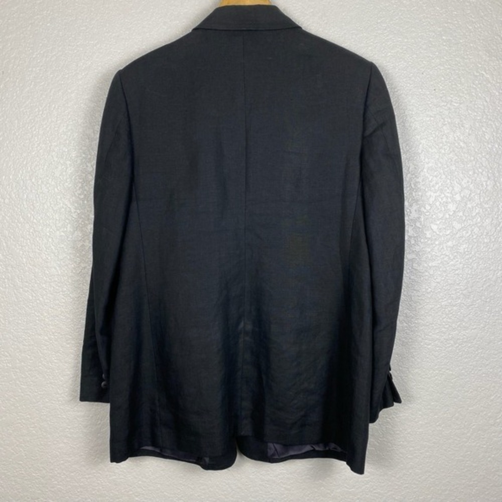 Vtg Lands End Blazer Womens 14 Irish Linen Black Relaxed Minimalist Lagom Scandi - Picture 2 of 10